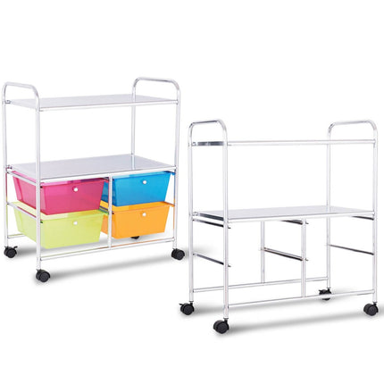 Rollwagen 4 Schubladen Bad Rollcontainer Küchenwagen mit Rollen 58,5 x 37 x 75 cm Bunt