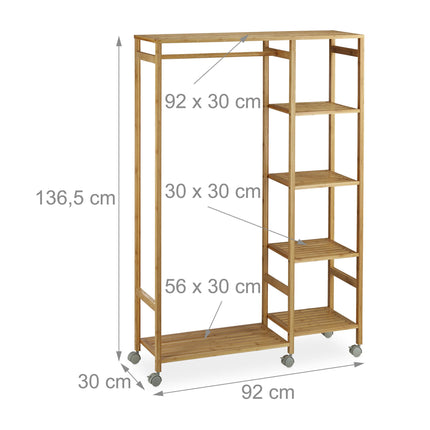 Rolling wardrobe in bamboo