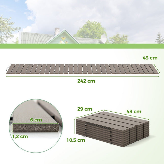 Rollweg aus HDPE I 242 cm I Breite 43 cm I Wetterfest I Roll-out Gartenweg für Hochzeitsgarten grau