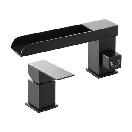 Roman Tub Faucet, 3-Hole Waterfall, Hand Shower, Matte Black
