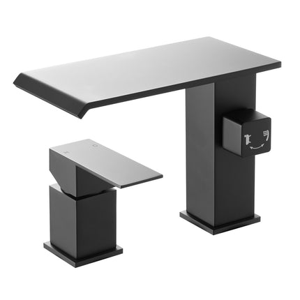 Roman Tub Faucet, Waterfall, Handheld Shower, Matte Black