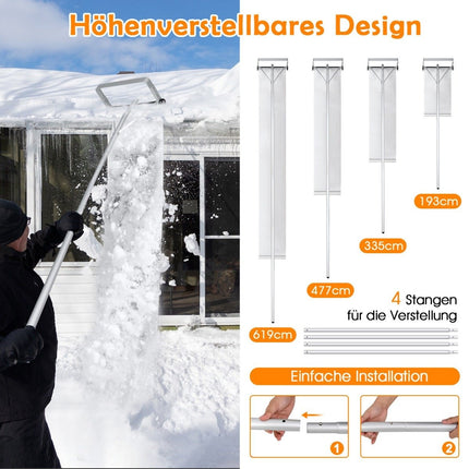 Dachschneeräumer mit Rädern Aluminium Dachschneeschaufel Schneeschieber Dachräumer