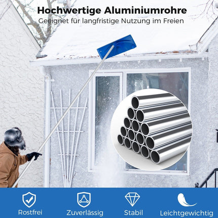 Dachschneeräumer mit Rädern &amp; Kunststoff-Schneeschild Dachschneeräumer Schneeschaufel