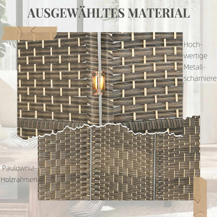Room Divider, 4-Panel Folding Screen, Pine Wood, Black