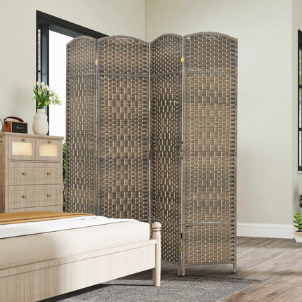 Room Divider, 4-Panel Folding Screen, Pine Wood, Black