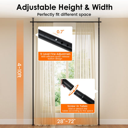 Room Divider Curtain Rod, Adjustable Tension, Black