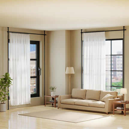 Room Divider Curtain Rod, Adjustable Tension, Black