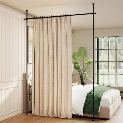 Room Divider Curtain Rod, Adjustable Tension, Black