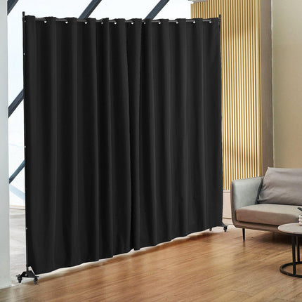 Room Divider Privacy Screen with Wheels, Black Panel
