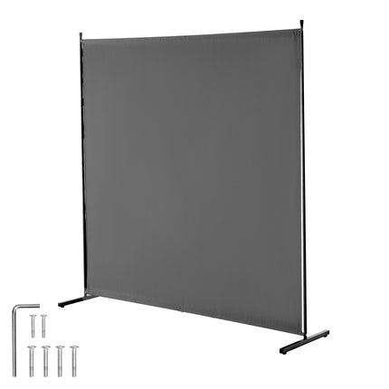 Room Divider Screen, 6 Ft Single Panel, Freestanding Gray