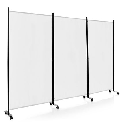 Raumteiler auf Rollen, 3-teilig, faltbar, weiß, 180 cm