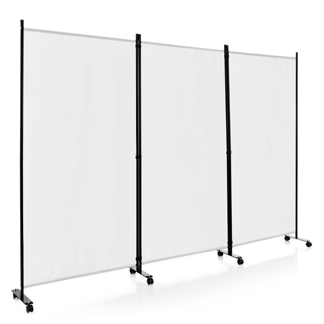 Raumteiler auf Rollen, 3-teilig, faltbar, weiß, 180 cm