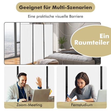 Raumteiler auf Rollen, 3-teilig, faltbar, weiß, 180 cm