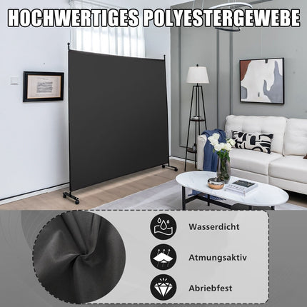 Room Divider with Panel, Black, 184 x 30 x 184 cm