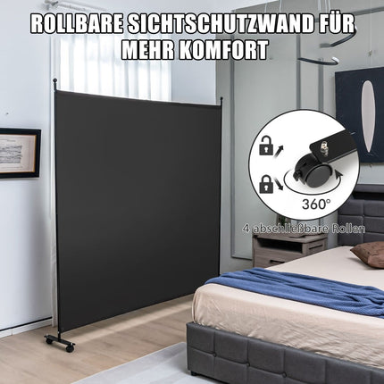 Room Divider with Panel, Black, 184 x 30 x 184 cm