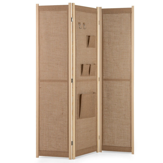 Room Divider with Storage Pockets & Hooks, 170 x 121 cm