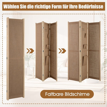 Raumteiler mit Aufbewahrungstaschen & Haken, 170 x 121 cm