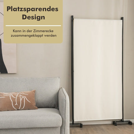 Raumteiler auf Rollen, 3-teilig, faltbar, Beige, 180 cm