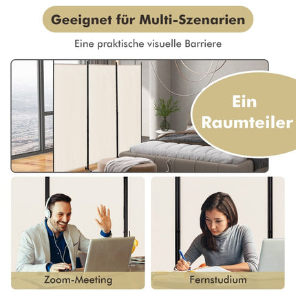Raumteiler auf Rollen, 3-teilig, faltbar, Beige, 180 cm