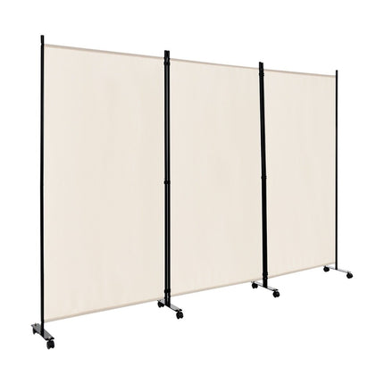 Raumteiler auf Rollen, 3-teilig, faltbar, Beige, 180 cm