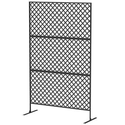 Ruimteverdeler 3-delig 122 x 198 cm vrijstaand scherm in raster, scheidingswand 3-delig inkijkscherm van staal, buitenruimteverdeler inkijkscherm voor tuin, balkon, terras, zwart Aosoom