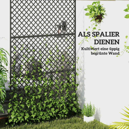 Ruimteverdeler 3-delig 122 x 198 cm vrijstaand scherm in raster, scheidingswand 3-delig inkijkscherm van staal, buitenruimteverdeler inkijkscherm voor tuin, balkon, terras, zwart Aosoom