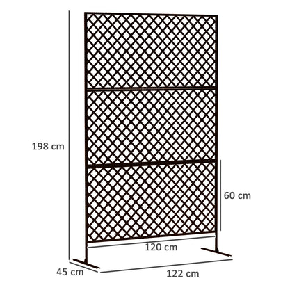 Ruimteverdeler 3-delig 122 x 198 cm vrijstaand scherm in raster, scheidingswand 3-delig inkijkscherm van staal, buitenruimteverdeler inkijkscherm voor tuin, balkon, terras, zwart Aosoom
