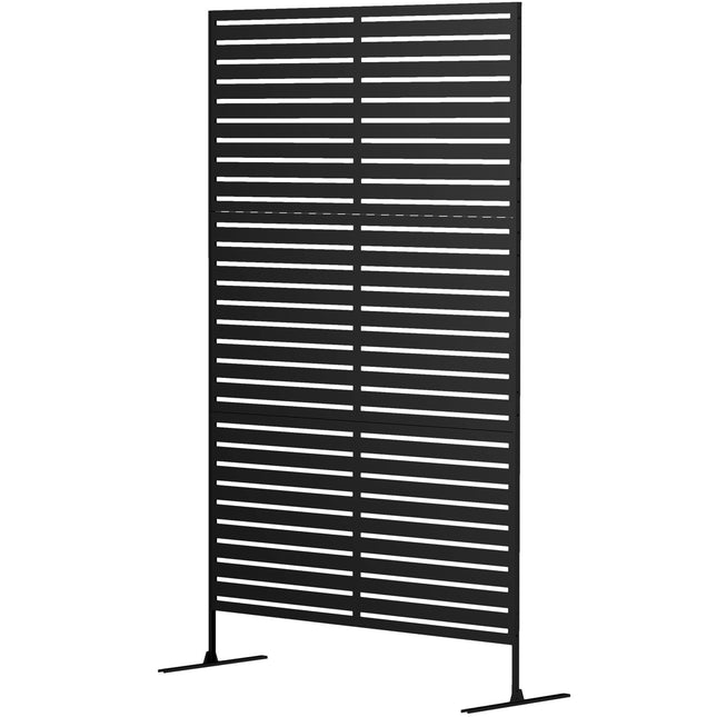 Outdoor protection screen, 3-panel room divider in steel, black