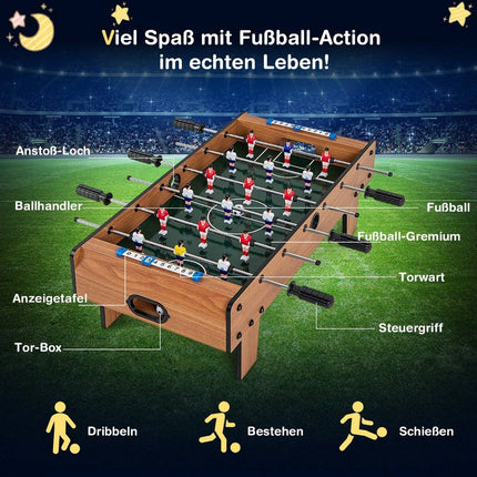 Kamergrote voetbaltafel Ruimtebesparende voetbaltafel met robuuste handgreep 69 x 36 x 24 cm naturel