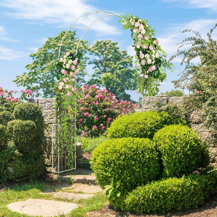Rozenboog Metalen tuinboog voor klimplanten en rozen Trellis Landhuisstijl 167 x 37 x 240 cm Wit