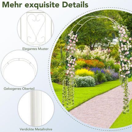 Rozenboog Metalen tuinboog voor klimplanten en rozen Trellis Landhuisstijl 167 x 37 x 240 cm Wit