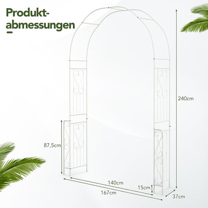 Rozenboog Metalen tuinboog voor klimplanten en rozen Trellis Landhuisstijl 167 x 37 x 240 cm Wit