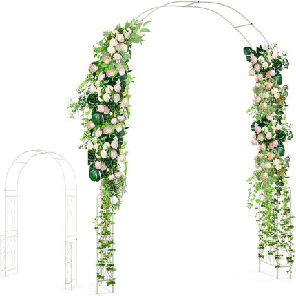Rozenboog Metalen tuinboog voor klimplanten en rozen Trellis Landhuisstijl 167 x 37 x 240 cm Wit