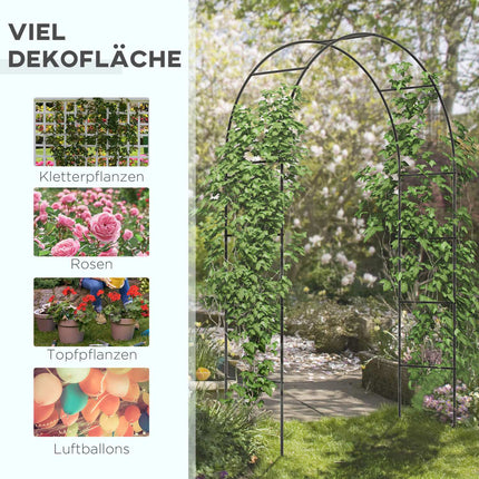 Gartenbogen aus Metall für Kletterpflanzen – Schwarz, 140x40x240 cm