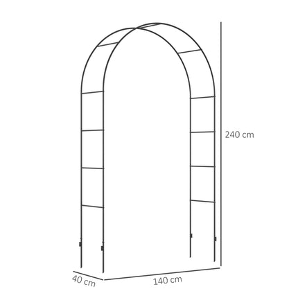 Gartenbogen aus Metall für Kletterpflanzen – Schwarz, 140x40x240 cm