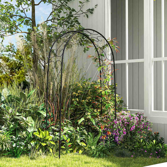 Gartenbogen aus Stahl für Kletterpflanzen, 125x37x230 cm, Schwarz