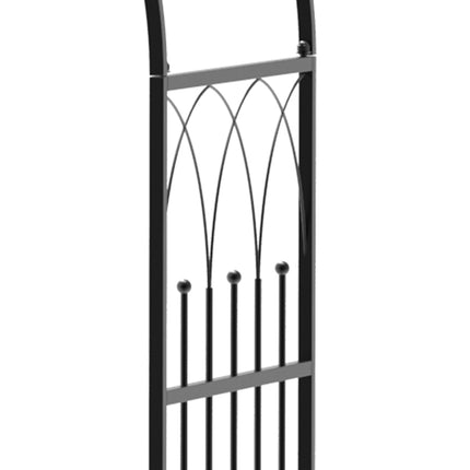 Gartenbogen aus Metall mit Bank - Schwarz, 121 x 50 x 203 cm