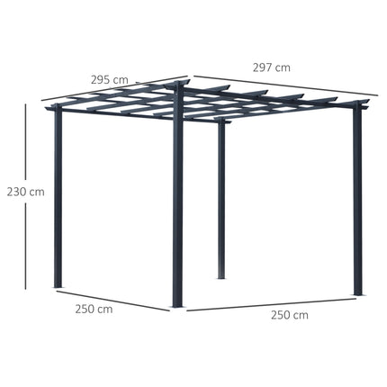 Schwarzer Metall-Gartenbogen, wetterfest, 2,97x2,95x2,3M
