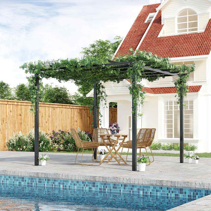 Schwarzer Metall-Gartenbogen, wetterfest, 2,97x2,95x2,3M