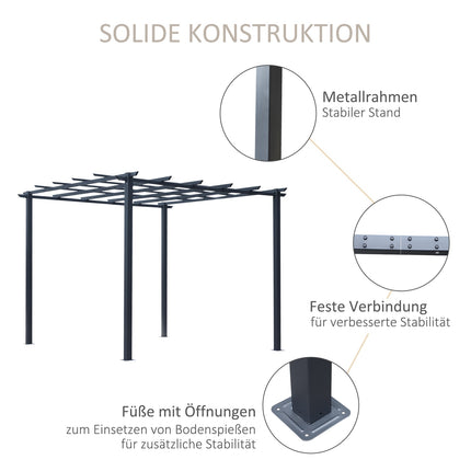 Schwarzer Metall-Gartenbogen, wetterfest, 2,97x2,95x2,3M