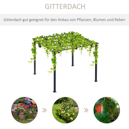 Schwarzer Metall-Gartenbogen, wetterfest, 2,97x2,95x2,3M