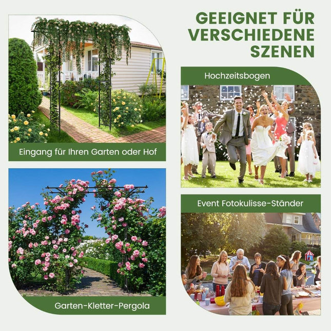 Rosenbogen Metall Gartenbogen für Kletterpflanzen Torbogen Garten 200 x 52 x 206 cm Schwarz
