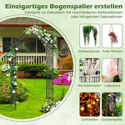 Rosenbogen Metall Gartenbogen für Kletterpflanzen Spalierbogen für Hinterhof Hochzeit Party 140 x 40 x 223 cm Schwarz