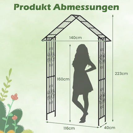 Rosenbogen Metall Gartenbogen für Kletterpflanzen Spalierbogen für Hinterhof Hochzeit Party 140 x 40 x 223 cm Schwarz