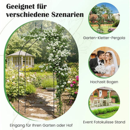 Arche de jardin en métal pour rosiers de style gothique, arche avec treillis pour rosiers, 125 x 39 x 287 cm