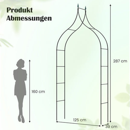 Arche de jardin en métal pour rosiers de style gothique, arche avec treillis pour rosiers, 125 x 39 x 287 cm