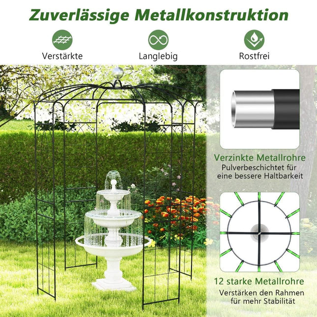 Rosenbogen Metall Rosenpavillon Gartenbogen für Kletterpflanzen Torbogen Garten 206 x 206 x 286 cm Schwarz