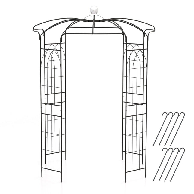 Rosenbogen Metall Rosenpavillon Gartenbogen für Kletterpflanzen Torbogen Garten 206 x 206 x 286 cm Schwarz