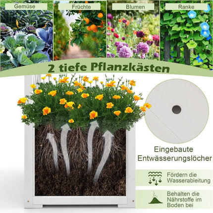 Rosenbogen Holz 2 in 1 Torbogen mit Blumenkasten Garten Pergola Modern 183 x 42 x 200 cm Weiß