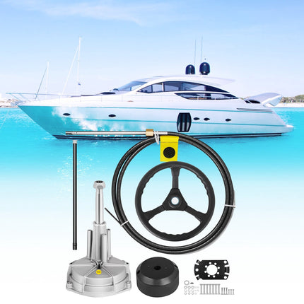 Rotary Boat Steering Kit – 12 ft Cable, 13.5 in Wheel